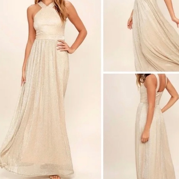 Lulus Gold Maxi Dress Small - Picture 1 of 2
